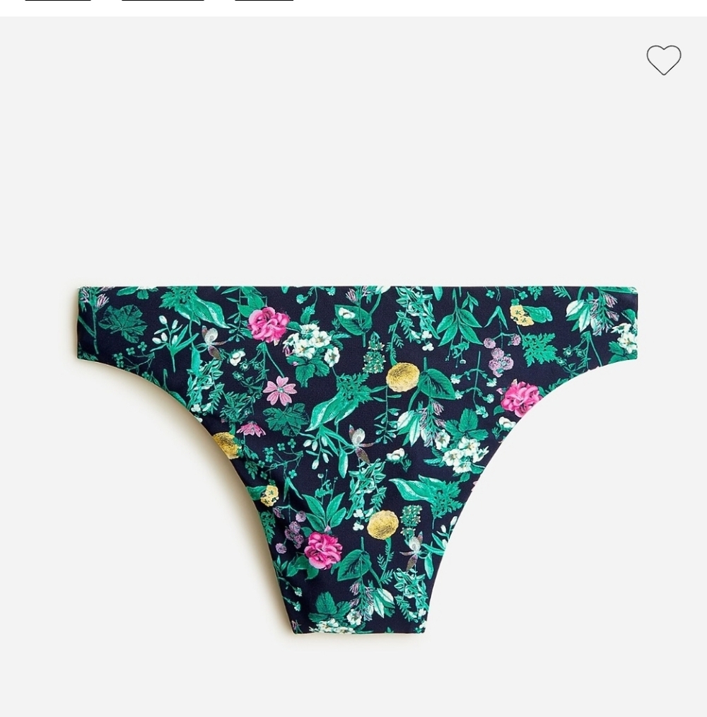 J.Crew Cheeky high-rise bikini bottom Black winter garden floral Naomi NWT XL